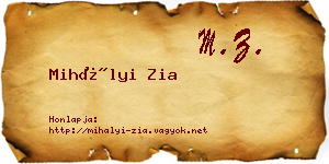 Mihályi Zia névjegykártya